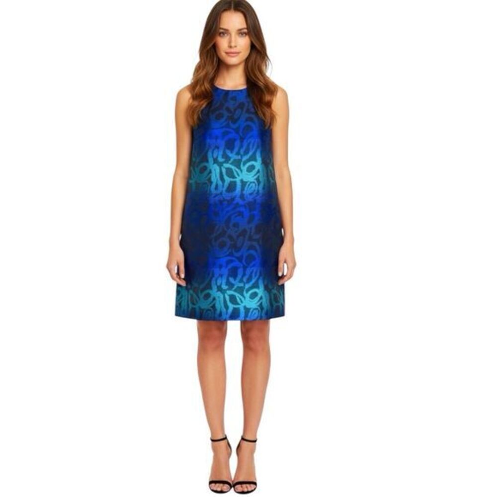 Michael Kors Dress Sz 8 Metallic Shift Evening Cocktail Going Out Futurism Glam